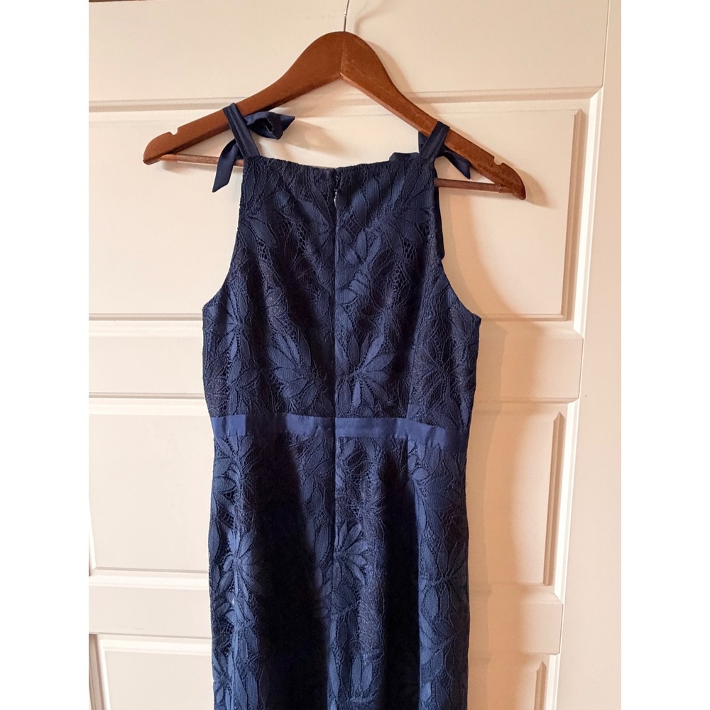 Lilly Pulitzer Navy Blue Lace Halter Tie Dress 2 Preppy Coastal Wedding Guest - Picture 6 of 11